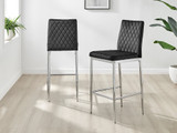2x Milan Black Velvet Bar Stools Silver Legs - Milan Velvet bar stool black (8)_ns.jpg 2x Milan Black Velvet Bar Stools Silver Legs - Milan Velvet bar stool black (8)_ns.jpg