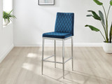 2x Milan Navy Velvet Counter Stools Silver Legs - Milan Velvet bar stool navy ns (9).jpg