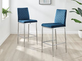 2x Milan Navy Velvet Counter Stools Silver Legs - Milan Velvet bar stool navy ns (5).jpg