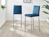 2x Milan Navy Velvet Counter Stools Silver Legs - Milan Velvet bar stool navy ns (6).jpg
