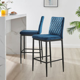 2x Milan Navy Velvet Counter Stools Black Legs - Milan-Velvet-bar-stool-navy-1-CROP.jpg