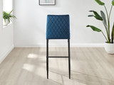 Furniturebox UK Milan Counter Stool - Set of 2 Breakfast Counter Stools - Premium Dining Room Chairs - Contemporary & Luxurious Hatched Velvet Dining Seats (2x Navy Blue Velvet Black Leg Chairs) - Milan Velvet bar stool navy (13)_nsbl.jpg