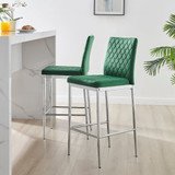 2x Milan Green Velvet Counter Stools Silver Legs - Milan-Velvet-bar-stool-green-silver--1-CROP.jpg
