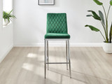 2x Milan Green Velvet Counter Stools Silver Legs - Milan Velvet bar stool green (2)_ns.jpg