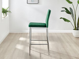 Furniturebox UK Milan Counter Stool - Set of 2 Breakfast Counter Stools - Premium Dining Room Chairs - Contemporary & Luxurious Chrome Hatched Velvet Dining Seats (2x Green Velvet Silver Leg Chairs) - Milan Velvet bar stool green (4)_ns.jpg