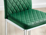 Furniturebox UK Milan Counter Stool - Set of 2 Breakfast Counter Stools - Premium Dining Room Chairs - Contemporary & Luxurious Chrome Hatched Velvet Dining Seats (2x Green Velvet Silver Leg Chairs) - Milan Velvet bar stool green (5)_ns.jpg