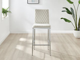 2x Milan Cream Velvet Bar Stools Silver Legs - Milan Velvet bar stool cream (2)_ns.jpg
