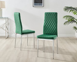 Enna Black Glass Extending Dining Table and 4 Velvet Milan Chairs - Milan velvet Dining Chairs-green (6).jpg