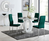 Giovani Round Grey 100cm Table and 4 Velvet Milan Chairs - giovani-100-grey-high-gloss-round-dining-table-4-green-velvet-milan-chairs-set.jpg