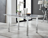 Enna White Glass Extending Dining Table and 4 Velvet Milan Chairs - enna-6-white-glass-contemporary-extending-chrome-dining-table-2_60.jpg