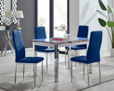 Enna White Glass Extending Dining Table and 4 Velvet Milan Chairs - enna-4-white-glass-extending-chrome-dining-table-4-navy-velvet-milan-chairs-set.jpg