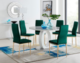 Giovani Round Grey Large 120cm Table and 6 Velvet Milan Gold Leg Chairs - giovani-120-grey-high-gloss-round-dining-table-6-green-velvet-milan-gold-chairs-set.jpg