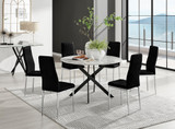 Novara White Marble Black Leg 120cm Round Dining Table & 6 Velvet Milan Chairs - novara-marble-120-black-metal-round-dining-table-6-black-velvet-milan-chairs-set.jpg
