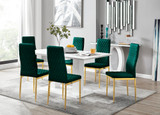 Imperia 6 White Dining Table and 6 Velvet Milan Gold Leg Chairs - imperia-6-seater-white-high-gloss-rectangle-table-6-green-velvet-milan-gold-chairs-1.jpg