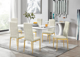 Imperia 6 White Dining Table and 6 Velvet Milan Gold Leg Chairs - imperia-6-seater-white-high-gloss-rectangle-table-6-cream-velvet-milan-gold-chairs-1.jpg