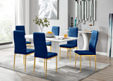 Imperia 6 White Dining Table and 6 Velvet Milan Gold Leg Chairs - imperia-6-seat-white-high-gloss-rectangle-table-6-navy-velvet-milan-gold-chairs.jpg