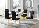 Imperia 6 White Dining Table and 6 Velvet Milan Gold Leg Chairs - imperia-6-seater-white-high-gloss-rectangle-table-6-black-velvet-milan-gold-chairs.jpg