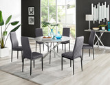 Novara Grey Concrete Effect 120cm Round Dining Table & 6 Velvet Milan Black Leg Chairs - novara-concrete-120-chrome-round-dining-table-6-gry-velvet-milan-blk-chairs-set.jpg