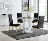 Giovani Round Grey 100cm Table and 4 Velvet Milan Gold Leg Chairs - giovani-100-grey-high-gloss-round-dining-table-4-black-velvet-milan-gold-chairs-set.jpg