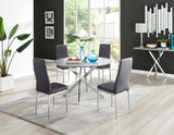 Novara Grey Concrete Effect 120cm Round Dining Table & 4 Velvet Milan Chairs - novara-concrete-120-chrome-round-dining-table-4-gry-velvet-milan-chairs-set.jpg