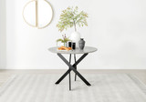 Novara Grey Concrete Effect Black Leg Round Dining Table & 4 Velvet Milan Chairs - novara-concrete-100-black-metal-modern-round-dining-table-1.jpg