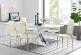 Atlanta 6 White Dining Table and 6 Velvet Milan Chairs - atlanta-6-chrome-gloss-rectangle-dining-table-6-cream-velvet-milan-chairs-set.jpg