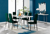 Kylo White High Gloss Dining Table & 6 Velvet Milan Black Leg Chairs - kylo-160-white-gloss-rectangular-dining-table-6-green-velvet-milan-black-chairs-set.jpg