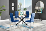 Novara Black Leg 120cm Round Glass Dining Table & 4 Velvet Milan Chairs - novara-120-black-leg-round-dining-table-4-navy-velvet-milan-chairs-set.jpg