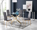Leonardo 4 Gold Dining Table and 4 Velvet Milan Gold Leg Chairs - leonardo-4-seater-gold-rectangle-dining-table-4-grey-velvet-milan-gold-chairs-set.jpg