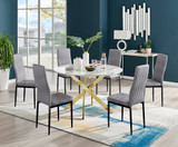 Novara White Marble Gold Leg 120cm Round Dining Table & 6 Velvet Milan Black Leg Chairs - novara-marble-120-gold-chrome-round-dining-table-6-grey-velvet-milan-black-chairs-set.jpg