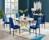 Novara White Marble Gold Leg 120cm Round Dining Table & 6 Velvet Milan Black Leg Chairs - novara-marble-120-gold-chrome-round-dining-table-6-navy-velvet-milan-black-chairs-set.jpg