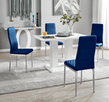 Imperia 4 White Dining Table and 4 Velvet Milan Chairs - imperia-4-seater-white-high-gloss-rectangle-dining-table-4-navy-velvet-milan-chairs-set.jpg