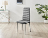 Novara White Gloss Black Leg Round Dining Table & 4 Velvet Milan Black Leg Chairs - Milan velvet Dining Chairs grey black (4).jpg