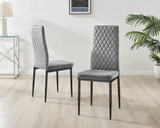 Novara White Gloss Black Leg Round Dining Table & 4 Velvet Milan Black Leg Chairs - Milan velvet Dining Chairs grey black (6).jpg