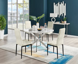 Novara White Marble 120cm Round Dining Table & 4 Velvet Milan Black Leg Chairs - novara-marble-120-silver-chrome-round-dining-table-4-cream-velvet-milan-black-chairs-set.jpg