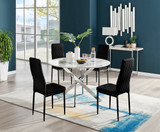 Novara White Marble 120cm Round Dining Table & 4 Velvet Milan Black Leg Chairs - novara-marble-120-silver-chrome-round-dining-table-4-black-velvet-milan-black-chairs-set.jpg