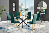 Novara Black Leg 120cm Round Glass Dining Table & 6 Velvet Milan Gold Leg Chairs - novara-120-black-leg-round-dining-table-6-green-velvet-milan-gold-chairs-set.jpg