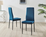 Novara Grey Concrete Effect Black Leg Round Dining Table & 4 Velvet Milan Black Leg Chairs - Milan velvet Dining Chairs-navy black (2).jpg
