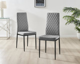 Novara Grey Concrete Effect Black Leg 120cm Round Dining Table & 4 Velvet Milan Black Leg Chairs - Milan velvet Dining Chairs grey black (5).jpg