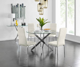 Novara 120cm Round Dining Table and 4 Velvet Milan Chairs - novara-120-chrome-metal-rnd-dining-table-and-4-crm-velvet-milan-chairs-set.jpg