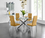 Novara 120cm Round Dining Table and 4 Velvet Milan Chairs - novara-120-chrome-metal-rnd-dining-table-and-4-mst-velvet-milan-chairs-set.jpg