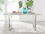 Kylo White Marble Effect Dining Table & 6 Velvet Milan Chairs - kylo-160-marble-silver-modern-rectangular-dining-table-1.jpg