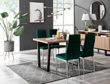 Kylo Brown Wood Effect Dining Table & 4 Velvet Milan Chairs - kylo-120-wood-veneer-rectangular-dining-table-4-green-velvet-milan-chairs-set.jpg