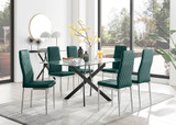 Leonardo Black Leg Glass Dining Table & 6 Velvet Milan Chairs - leonardo-black-6-black-rectangular-dining-table-6-green-velvet-milan-chairs-set.jpg