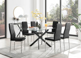 Leonardo Black Leg Glass Dining Table & 6 Velvet Milan Chairs - leonardo-black-6-black-rectangular-dining-table-6-black-velvet-milan-chairs-set.jpg