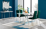 Kylo White High Gloss Dining Table & 4 Velvet Milan Chairs - kylo-120-white-gloss-rectangular-dining-table-4-green-velvet-milan-silver-chairs-set.jpg