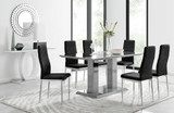 Imperia 6 Grey Dining Table and 6 Velvet Milan Chairs - imperia-6-grey-high-gloss-rectangle-dining-table-6-black-velvet-milan-chairs-set.jpg