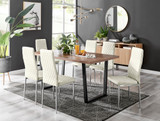 Kylo Brown Wood Effect Dining Table & 6 Velvet Milan Chairs - kylo-160-wood-veneer-rectangular-dining-table-6-cream-velvet-milan-chairs-set.jpg