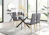 Leonardo Black Leg Glass Dining Table & 4 Velvet Milan Gold Leg Chairs - leonardo-black-4-black-rectangular-dining-table-4-grey-velvet-milan-gold-chairs-set.jpg