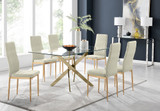 Leonardo 6 Gold Dining Table and 6 Velvet Milan Gold Leg Chairs - leonardo-6-seater-gold-rectangle-dining-table-6-cream-velvet-milan-gold-chairs-set.jpg